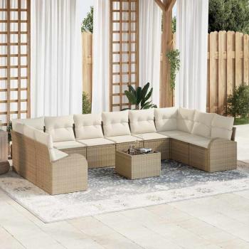 ARDEBO.de - 11 teiliges Garten Sofa Set mit Kissen Braun Rattan