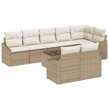 Garten Sofa Set Set aus 9 Beige Poly Rattan Garten Sofa Set
