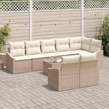 Garten Sofa Set Set aus 9 Beige Poly Rattan Garten Sofa Set