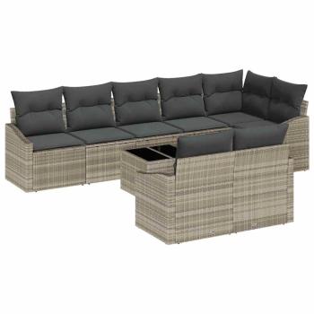 Garten-Sofa-Set Set aus 9 Teilen Hellgrau Rattan Outdoor-Sofa