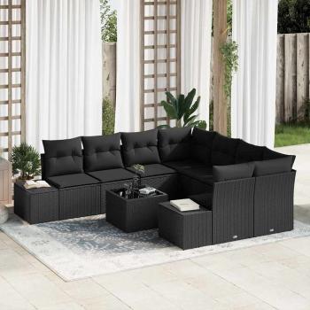 ARDEBO.de - Garten-Sofa Set Set aus 9 Teilen Schwarz