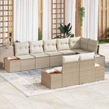 ARDEBO.de - 8-teiliges Garten Sofa Set mit Kissen Beige Poly Rattan