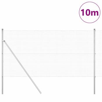 Schweißdrahtzaun mit 7 Pfosten 1,4 x 10 m Galvanisierter Stahl