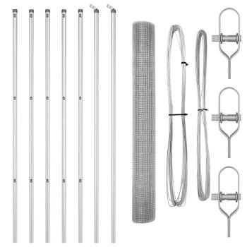 Schweißdrahtzaun mit 7 Pfosten 1,4 x 10 m Galvanisierter Stahl