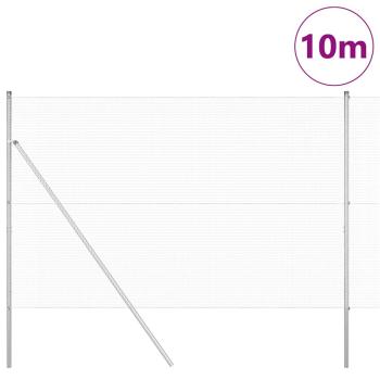 Schweißdrahtzaun mit 7 Pfosten 1,6x10 m feuerverzinkter Stahl