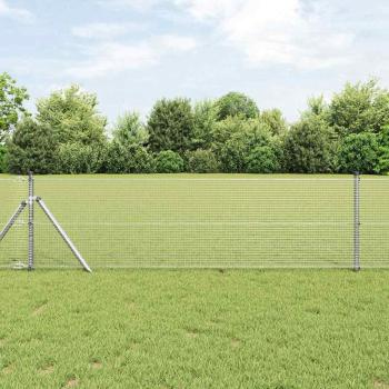ARDEBO.de - Geschweißter Drahtzaun, bodenverankert 25 x 0,5 m Silber Netz