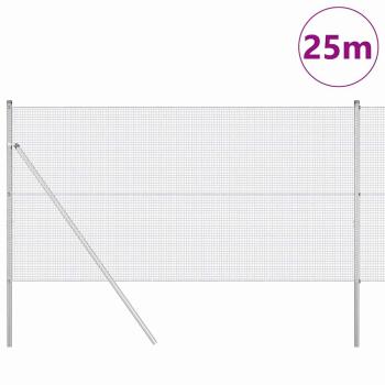 Schweißdrahtzaun mit 13 Pfosten 1x25 m Verzinkter Stahl