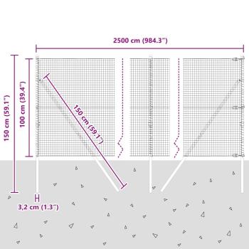 25 m Zaunpfosten Set Set mit 2 Feuerverzinkter Stahl
