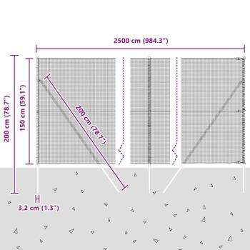 Geschweißter Drahtzaun mit 13 Pfosten 1,5x25 m verzinktem Stahl