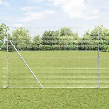 ARDEBO.de - Geschweißter Drahtzaun mit 13 Pfosten 1,5x25 m aus verzinktem Stahl