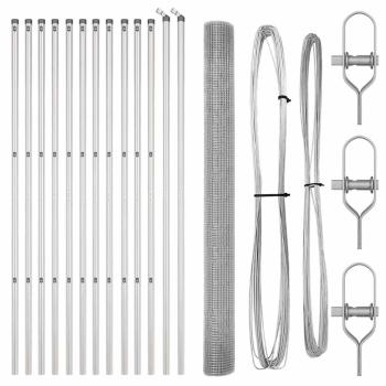 Geschweißter Drahtzaun mit 13 Pfosten 1,6x25 m Verzinkter Stahl