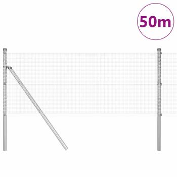 Schweißdrahtzaun mit 13 Pfosten 0.4x50 m Verzinkter Stahl