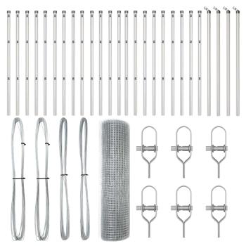 Schweißdrahtzaun mit 13 Pfosten 0,5x50 m Verzinkter Stahl