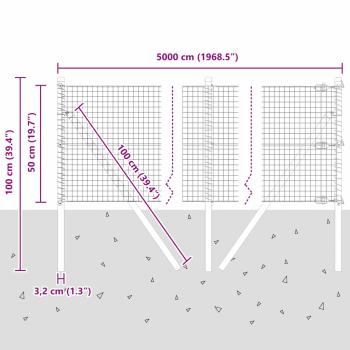 Schweißdrahtzaun Bodenfixierung 50 x 0,5 m Verzinkter Stahl