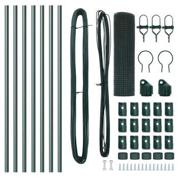 Zaunpfosten-Set 2er Set Grün Metall 10 x 0,5 m Langlebig