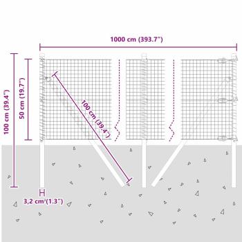 Zaunpfosten Set Set mit 2 Grün Metall 10 x 0.5 m Langlebig