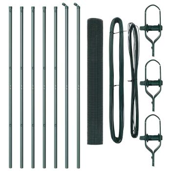 Zaunpfosten-Set 2er Set Grün Stahl, PVC 10 x 1 m Robust