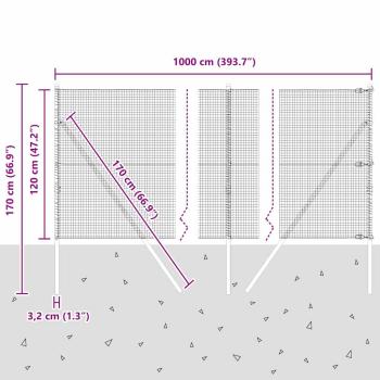 Schweißdrahtzaun mit 7 Pfosten Grün 1,2x10 m Stahl
