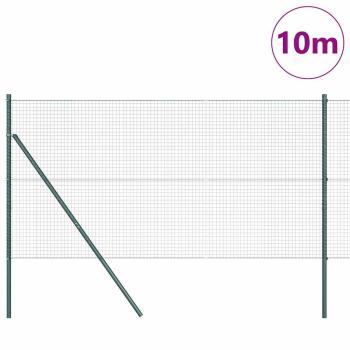 Schweißdrahtzaun mit 7 Pfosten Grün 1,2x10 m Stahl