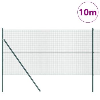 Geschweißter Drahtzaun mit 7 Pfosten Grün 1,4x10 m Stahl