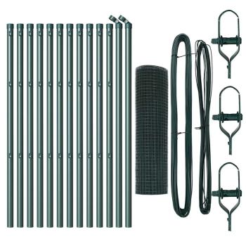 Grünes PVC-beschichtetes Zaunpfosten-Set 2er Set 25 x 0,5 m