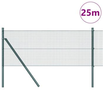Schweißdrahtzaun mit 13 Pfosten Grün 0.6x25 m Stahl