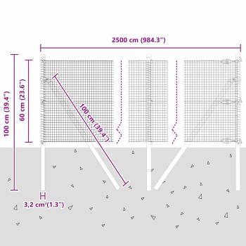 Schweißdrahtzaun mit 13 Pfosten Grün 0.6x25 m Stahl