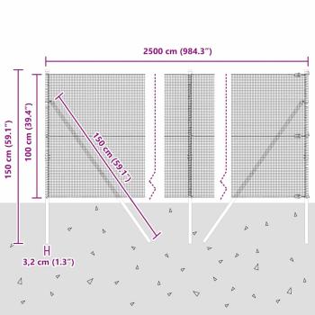 Metallzaunpfosten Set 2er Set Grün Metall, PVC-Beschichtung