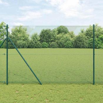 ARDEBO.de - geschweißter Drahtzaun mit 13 Pfosten Grün 1,5x25 m Stahl