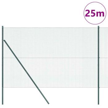 geschweißter Drahtzaun mit 13 Pfosten Grün 1,5x25 m Stahl