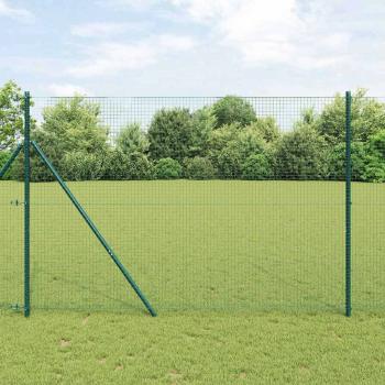ARDEBO.de - Zaunpfosten Set 2er Set Grün Pulverbeschichteter Stahl 25 x 1,5 m