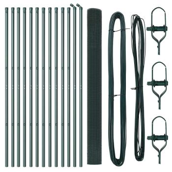 Zaunpfosten Set 2er Set Grün Pulverbeschichteter Stahl 25 x 1,5 m