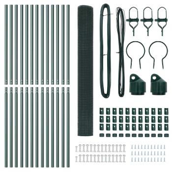 Zaunpfosten Set 2er Set Grün Pulverbeschichteter Stahl 25 x 1,5 m