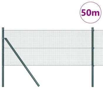 Schweißdrahtzaun mit 13 Pfosten Grün 0,4x50 m Stahl