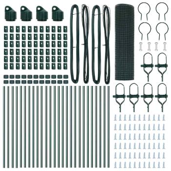 Schweißdrahtzaun mit 13 Pfosten Grün 0,5x50 m Stahl