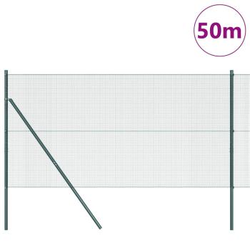 Schweißdrahtzaun mit 13 Pfosten Grün 1x50 m Stahl