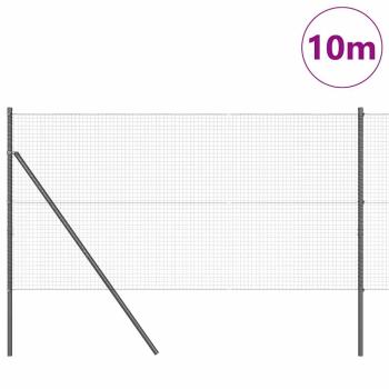 Geschweißter Drahtzaun mit 7 Pfosten Grau 1.4x10 m Stahl