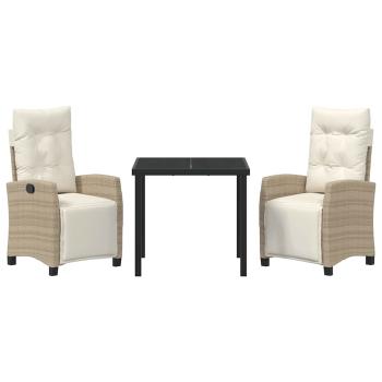 Set aus 2 Beige PE-Rattan 2-Sitzer Verstellbare Fußstützen