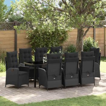ARDEBO.de - Garten Essgruppe 9 stk. Schwarz Poly-Rattan