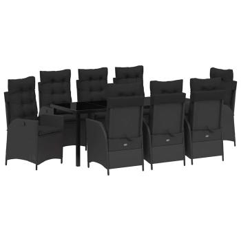Garten Essgruppe 9 stk. Schwarz Poly-Rattan