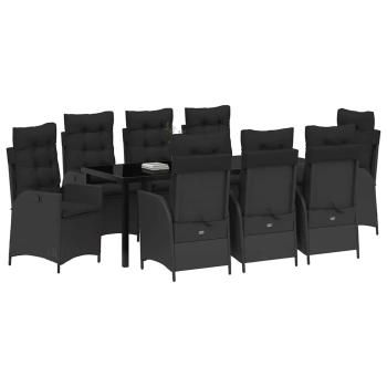 Garten Essgruppe 9 stk. Schwarz Poly-Rattan