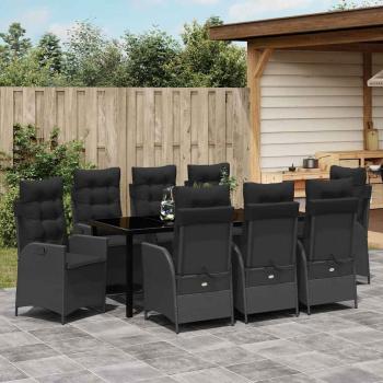 Garten Essgruppe 9 stk. Schwarz Poly-Rattan