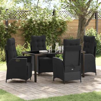 ARDEBO.de - 5-teiliges Garten-Esszimmer-Set Schwarz Poly Rattan