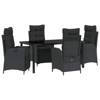 5-teiliges Garten-Esszimmer-Set Schwarz Poly Rattan