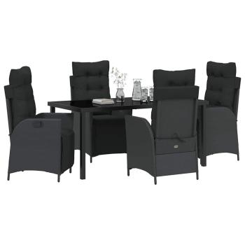 5-teiliges Garten-Esszimmer-Set Schwarz Poly Rattan
