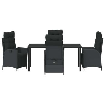 5-teiliges Garten-Esszimmer-Set Schwarz Poly Rattan