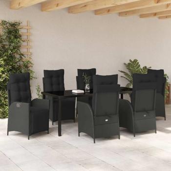 7-teiliges Garten-Dining-Set Schwarz Poly-Rattan