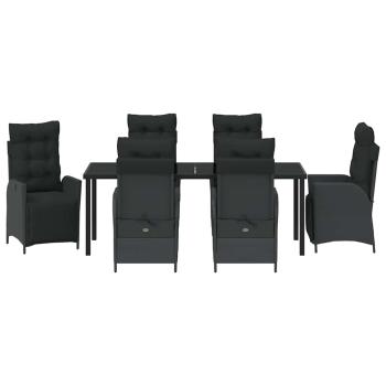 7-teiliges Garten-Dining-Set Schwarz Poly-Rattan