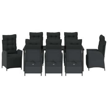 ARDEBO.de - 9-teiliges Garten-Essgruppe Schwarz Poly-Rattan