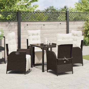 5-teiliges Garten-Essset Braun Poly Rattan